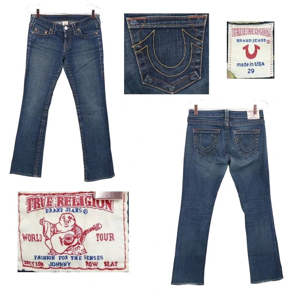 True Religion Johnny Jeans Womens 29 Blue Y2K Cowgirl‎ Western Rodeo Vintage